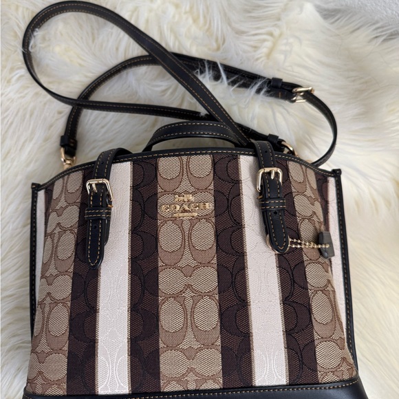 Coach Signature Brown and Cream Crossbody Bag